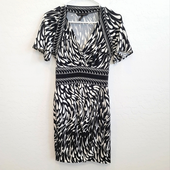 BCBGMaxAzria Black & White Combo Jersey Knit Dress Women's Size XS - Picture 1 of 14